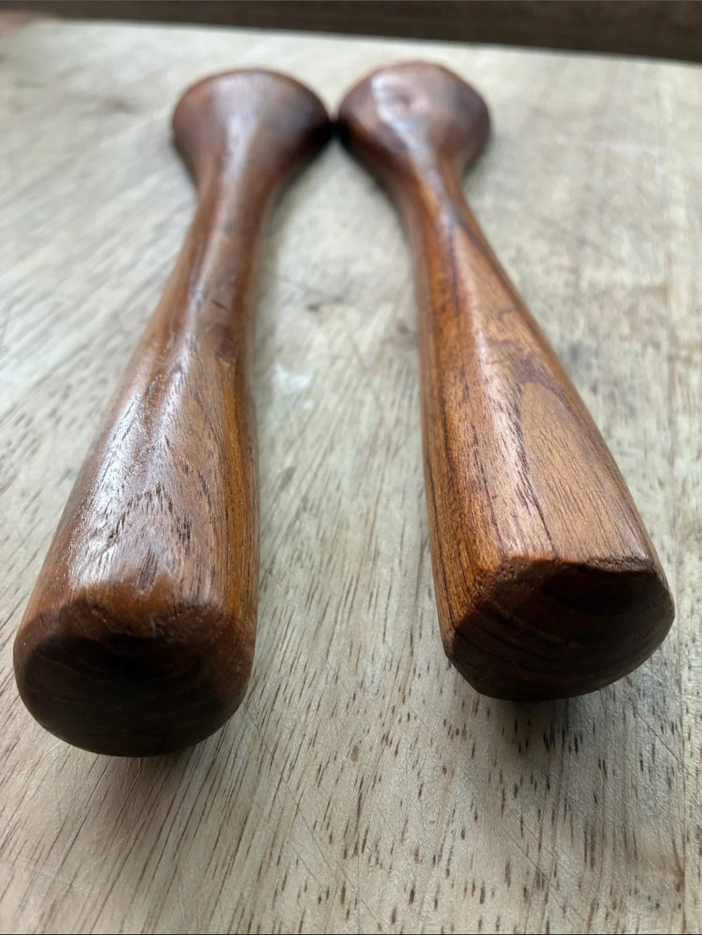 Teak Fat Bottom Wooden Salad Serving Spork Set Super Heavy Substantial Danish